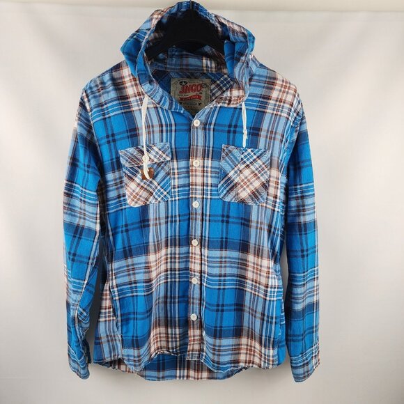 JNCO Hoodie Mens Large Vintage Plaid Y2K Button Up - Picture 1 of 5